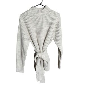 She + Sky Knit Belted Sweater Women's XS Oversized Warm Oatmeal Cream